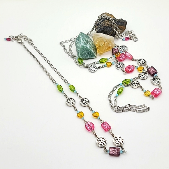 Brighton "BARBADOS" Colorful Beads & Round Scroll Stations Necklaces Set of 2!! - Picture 3 of 14